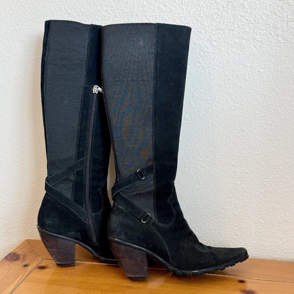 Aquatalia Shoes - Aquatalia Women's Black Knee High Suede‎ Boots 2 Inch Heel Size 6 Made In Italy